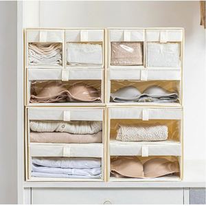 Custom Label and Logo Two Layer <b>Drawer</b> Organizer <b>Box</b> Closet <b>Storage</b> Organizer <b>Box</b> Fabric <b>Storage</b> Containers - Product Image 4