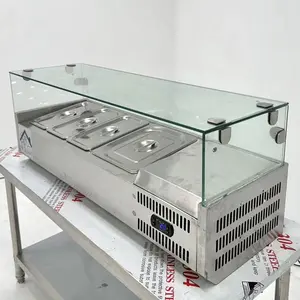 Коммерческая подготовительная станция для холодильника из нержавеющей стали, стол для приготовления салата, сэндвич-пицца