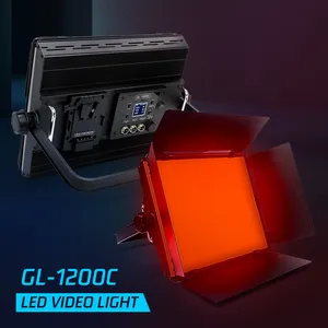 Diskon Yidoblo peralatan fotografi led lampu produksi video lampu panel untuk perekaman video lampu Film GL-1200C