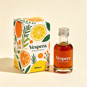 Boîte d'emballage en carton personnalisée professionnelle avec logo, pliable, à extrémités rabattables, avec dorure à chaud, pour cocktails, bitters aromatiques, apéritifs - Product Image 2