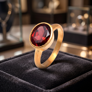 Anillos de Granate con Baño de Oro de 18K y Engaste Clásico, Piedra de Nacimiento de Enero, para Niños - Product Image 3