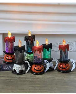 Праздничный декоративный светильник, тыква, Череп, свечи, светодиодная лампа, привидение, ручная свеча, лампа, привидение, Хэллоуин, украшение, реквизит