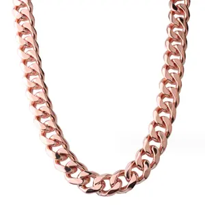 15/17/19mm Mens Stainless Steel Cuban Chain Necklace Fashion Jewelry High Quality Six-Sided Rose Gold Cuban Link Chain Necklace