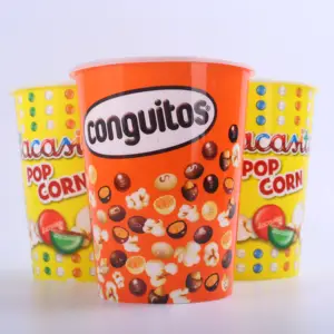 Seau à pop-corn en plastique, 1000ml, réutilisable, personnalisé, à emporter, pour popcorn