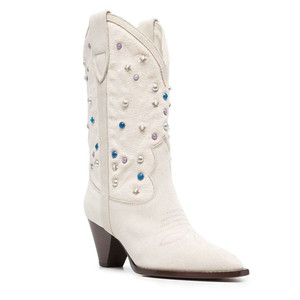 <span class=keywords><strong>Bottes</strong></span> de cow-boy pour femmes sur mesure, grande taille, en cuir suédé, <span class=keywords><strong>mi</strong></span>-<span class=keywords><strong>mollet</strong></span>, style western, hiver, automne, <span class=keywords><strong>bottes</strong></span> tendance augmentant la taille - Product Image 2