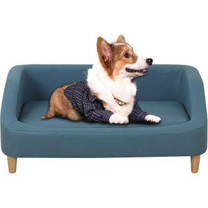 Cama de Lujo XL para Mascotas con Diseño de Rayas, Refuerzo de 3 Lados, Cojín Extraíble y Patas de Madera para Perros y Gatos Medianos-Grandes - Product Image 1