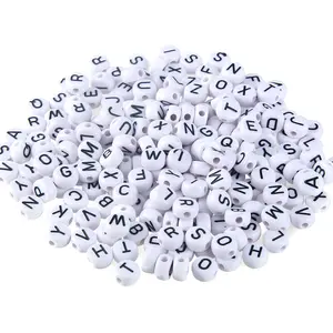 Single Alphabet Letter Acrylic Beads Round Flat beads Digital For Jewelry Making Handmade DIY bracelet beads Necklace