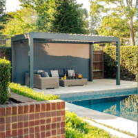 Sistemas de Pérgolas con Recubrimiento de Polvo de Aluminio, Pérgola Exterior con Control Motorizado para Techo de Terraza de Jardín