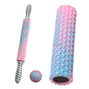 Rouleau en mousse de yoga et bâton de <span class=keywords><strong>massage</strong></span> EVA haute densité 3 en 1 Ensemble d'équipement de fitness portable - Product Image 1