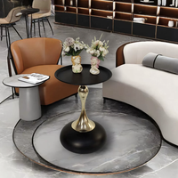 Table basse ronde en forme de tulipe moderne et luxueuse, table d'appoint en métal pour salon