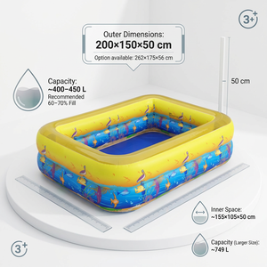 Grande piscine familiale gonflable à thème océan, 2 niveaux, chambres d'air indépendantes, bateau-piscine à imprimé marin bicolore, faible coût - Product Image 2