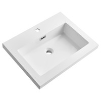 Lavabo en résine de pierre de qualité supérieure, prix d'usine, durable, blanc mat, à poser sur comptoir, pour salle de bain de villa