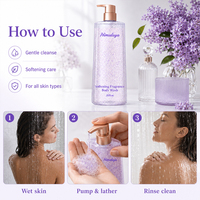 Gel Douche Lavande Bio OEM Éclaircissant Parfum Rafraîchissant Longue Durée Microcapsules Violette Apaisant Exfoliant