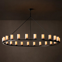 Lustre moderne industriel en métal forgé à la main avec abat-jour en verre, lampe suspendue de plafond pour salon, décoration d'hôtel