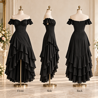 Robe de soirée personnalisée pour femme en satin, col cœur froncé, épaules dénudées, jupe asymétrique à volants superposés, taille ajustée