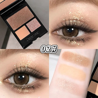 Palette de fards à paupières GEGE BEAR 3 couleurs, paillettes scintillantes, fini mat, fard à paupières nude, longue tenue, maquillage esthétique pour filles