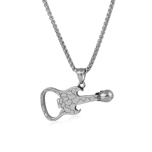 Yunnique – pendentif en forme de crâne pour guitare basse, collier en acier titane, style gothique Punk Hip Hop, chaîne de 60cm - Product Image 3