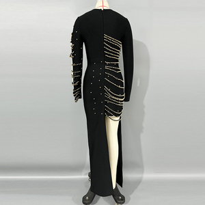 Crochet évidé broderie dentelle licou licou robe femme sens longue robe Socialite robe de soirée - Product Image 5