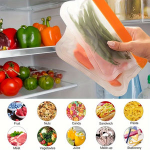 再利用可能なBPAフリー環境にやさしいフラットPEVA収納バッグ漏れないフリーザー安全200mL容量キッチンセット食品保存ランチ - Product Image 5