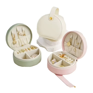 Eco-friendly Customized Logo Mini Travel <b>Ring</b> Necklace Jewelry <b>Box</b> With Handle New Style Earring Storage Pink White Jewelry <b>Box</b> - Product Image 1