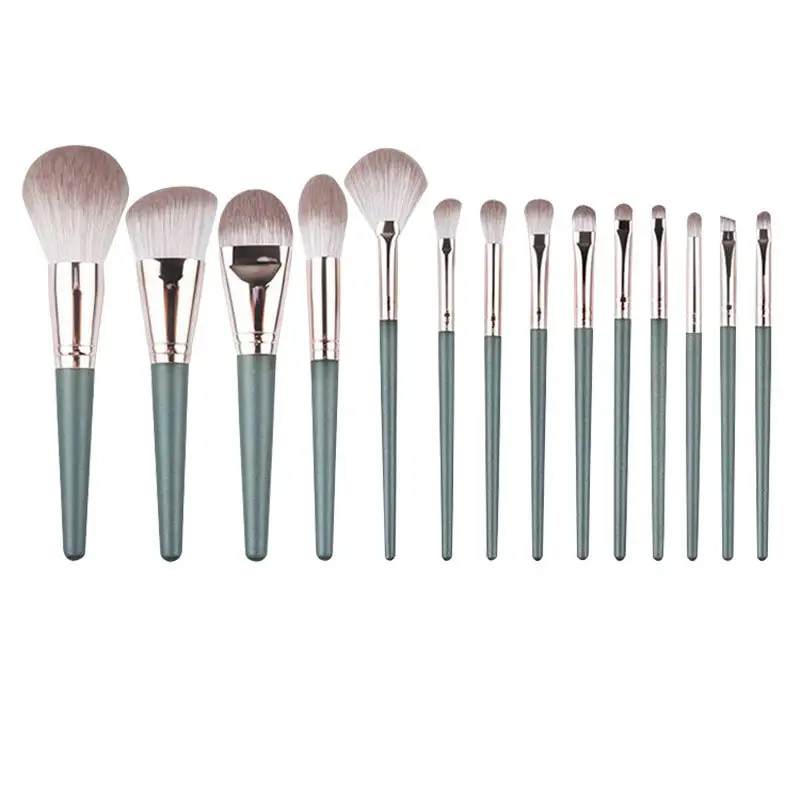 Green Makeup Brush Set Face Foundation Direct Sales China With Makeup Brush Drying Stand