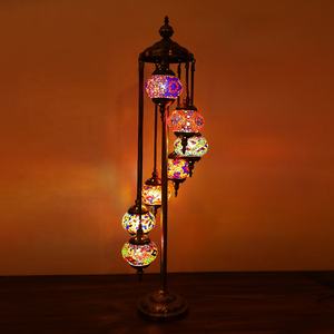 7 globi fatti a mano in vetro colorato bohémien Boho Tiffany Mosaic Floor Light lampada da terra marocchina turca