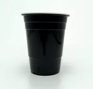 كوب أسود بلاستيكي بجدار واحد سعة 16 أوقية, 50 قطعة ، للاستخدام أثناء الذهاب للقهوة