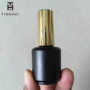 Listo para Enviar: Botella de Vidrio Redonda de 15 ml para Esmalte de Uñas en Gel, Botella Vacía para Personalizar, Disponible en Negro Brillante/Mate - Product Image 1