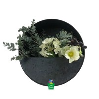 Pot de fleurs mural en métal noir en forme de demi-cercle, jardinière suspendue en fer pour la décoration florale murale de la maison