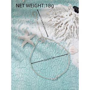 แฟชั่นสร้อยข้อเท้าเลียนแบบไข่มุกคริสตัลรูปดาวสไตล์โบฮีเมียผู้หญิงปาร์ตี้เครื่องประดับชายหาดชุบเงิน - Product Image 6