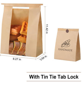 Bolsas Ziplock para <span class=keywords><strong>disfraces</strong></span> de papel Kraft hechas a mano ecológicas, ventana de bloqueo de lengüeta de corbata de estaño reciclable para pan, Pizza, Sushi, almacenamiento de gelatina - Product Image 2