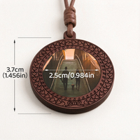 Collier circulaire en bois personnalisable avec portrait de couple, chaîne longue rétro à double sens pour pull