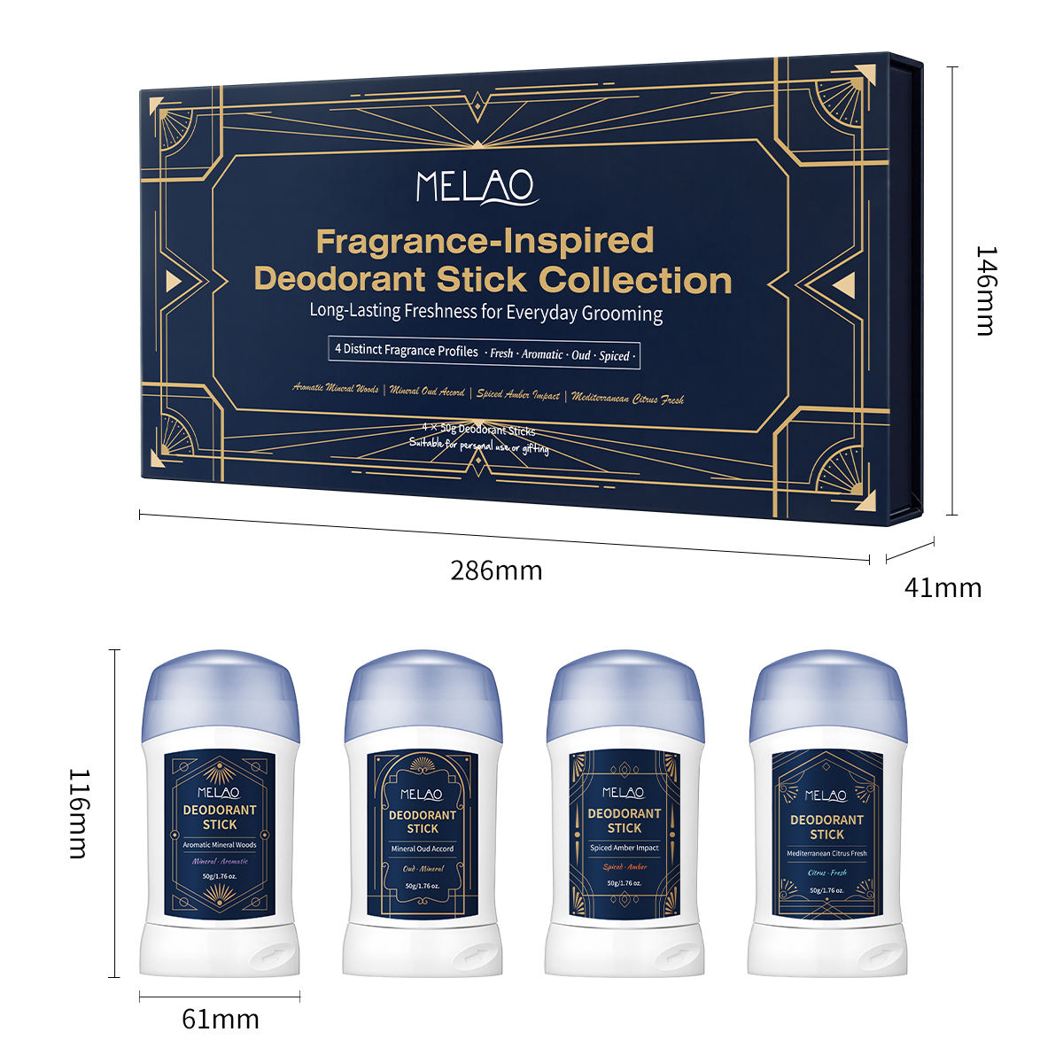 Colección de desodorantes en barra inspirados en fragancias de 50 ml * 4
