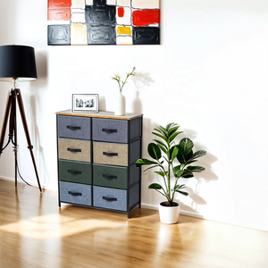 Cassettiera in Tessuto a 8 Cassetti Pieghevole, Mobile Contenitore in Legno Stile Rustico per Soggiorno e Camera da Letto - Product Image 4