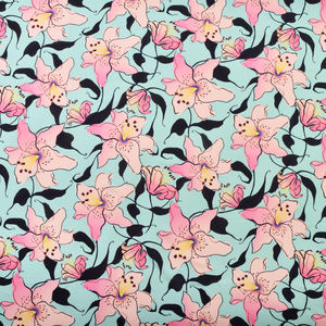 <span class=keywords><strong>Tissu</strong></span> Koshibo 100% polyester, très vendu, 120 GSM, extensible, imprimé numérique, rayé, floral, pour vêtements de filles, poids moyen - Product Image 2