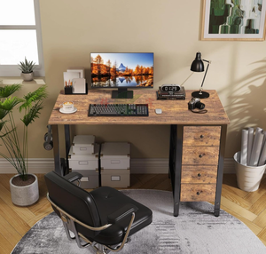 Escritorio para Computadora de 47 Pulgadas con 4 Cajones, Escritorio de Doble Cara para <span class=keywords><strong>Oficina</strong></span> en Casa o Dormitorio, <span class=keywords><strong>Mesa</strong></span> Moderna para Estudiantes en Color Marrón Rústico - Product Image 2