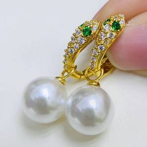 22443 S925 Silver DIY <b>Pearl</b> Accessories Empty Tray Spirit Snake Silver <b>Jewelry</b> Ear Buckle 9-15mm Beads Ear Nails <b>Pearl</b> Earrings - Product Image 2