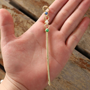 Fermaglio per Capelli Dorato Stile Antico con Gemme Placcate Oro, Portasigarette Multi-Foro, Clip per Fumo - Product Image 4