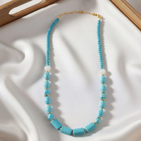 Collier en pierre turquoise naturelle fait main, perles avec chaîne réglable, bijou élégant pour le quotidien, les voyages et les fêtes