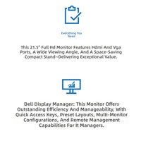Pantalla HD Industrial y Comercial Dell E2223HN, Montable en Pared, con Interfaces HDMI+VGA