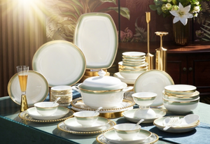 Luxury Gold Bone China Coupe <b>Dinnerware</b> Sets Eco Friendly Freezer Safe - Product Image 4