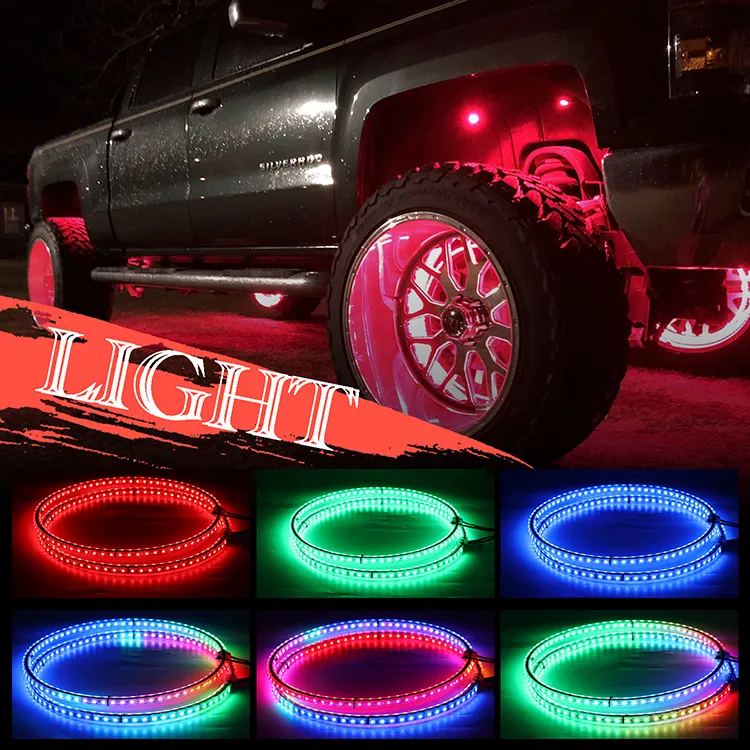 14นิ้ว15.5นิ้ว17นิ้วสองแถวไล่ล้อ Led แหวนแสง Ip68กันน้ำเต้นรำกระพริบขอบแสงออฟโร้ดยางรถยนต์แสง