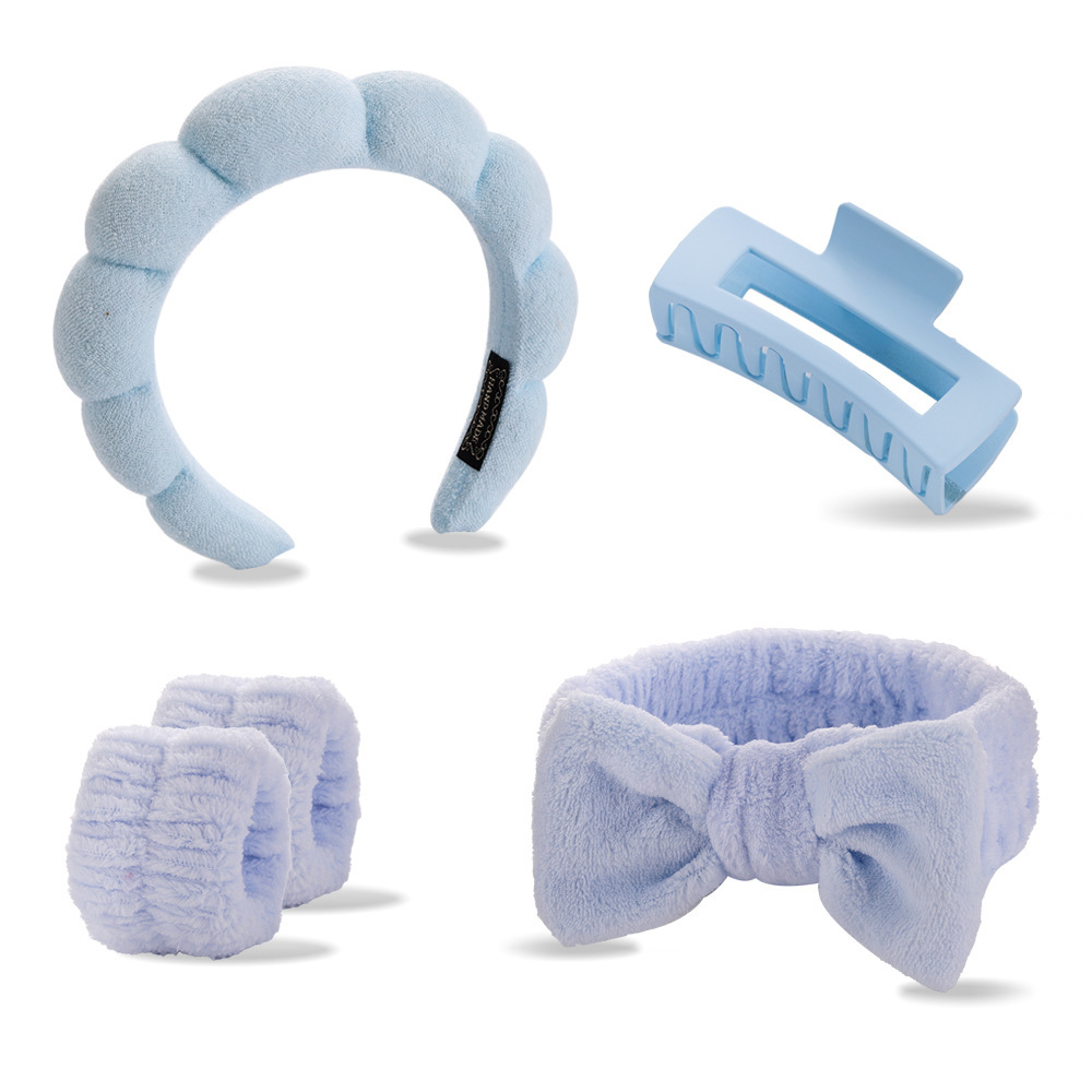 Sky blue hairband hairpin wrist 5-piece set-seam interface