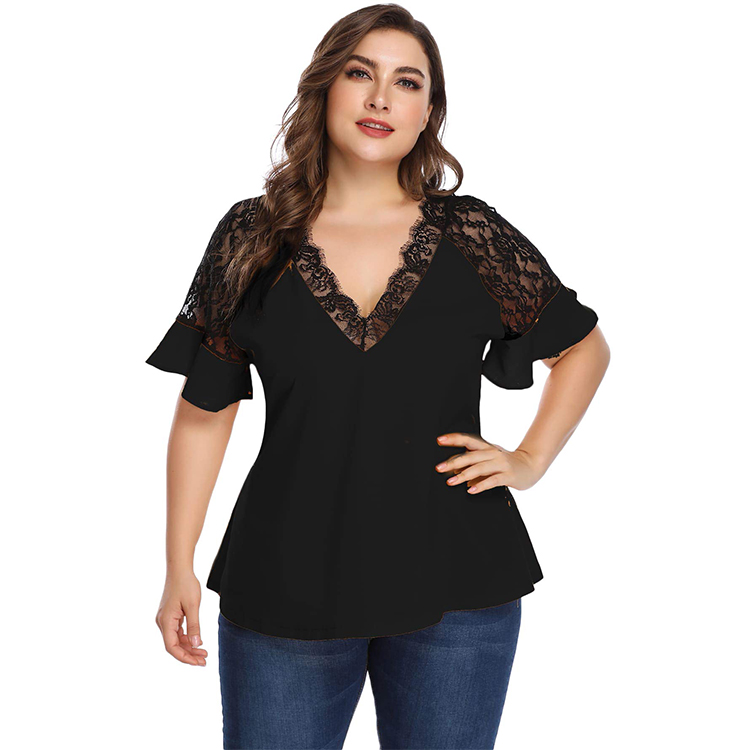 Black formal office wear tops work blouse