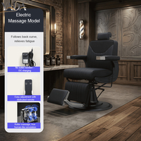 Chaise de coiffure professionnelle pour salon, chaise de barbier réglable en hauteur, pivotante, inclinable, en PU et métal, style moderne et minimaliste
