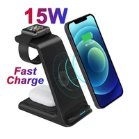 Station de charge sans fil magnétique 3 en 1 30W à charge rapide pour montre connectée, téléphone et écouteurs, support de bureau
