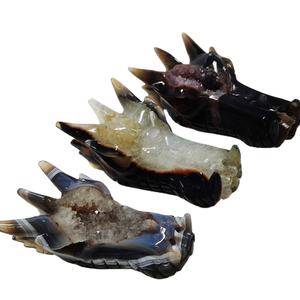 Sculture di Cristallo <span class=keywords><strong>Drago</strong></span> in Agata Druzy Intagliate a Mano, Dimensioni 3-5 Pollici, per Decorazione Casa - Product Image 1