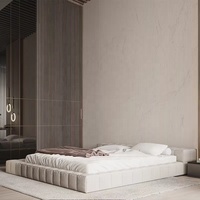 Camas Suaves Tamaño King Con Cabecero Bajo De Tela y Estructura De Madera, Muebles De Dormitorio De Personalización Mínima Moderna