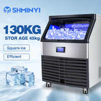 Machine à glaçons commerciale 130 kg, refroidie par air, à glaçons cubiques, avec compresseur, pompe à eau et moteur, pour restaurants et commerces de boissons, économe en énergie