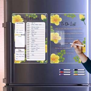 Calendario con adhesivo para nevera, planificador semanal magnético reutilizable, A3/A4, transparente, de borrado en seco, acrílico soluble en agua, horario para el hogar - Product Image 4